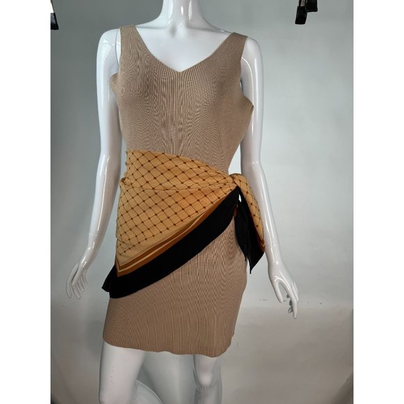 Goeffrey Beene Vintage Grid Scarf 31 x 30 Brown Grid Polyester - Picture 4 of 16